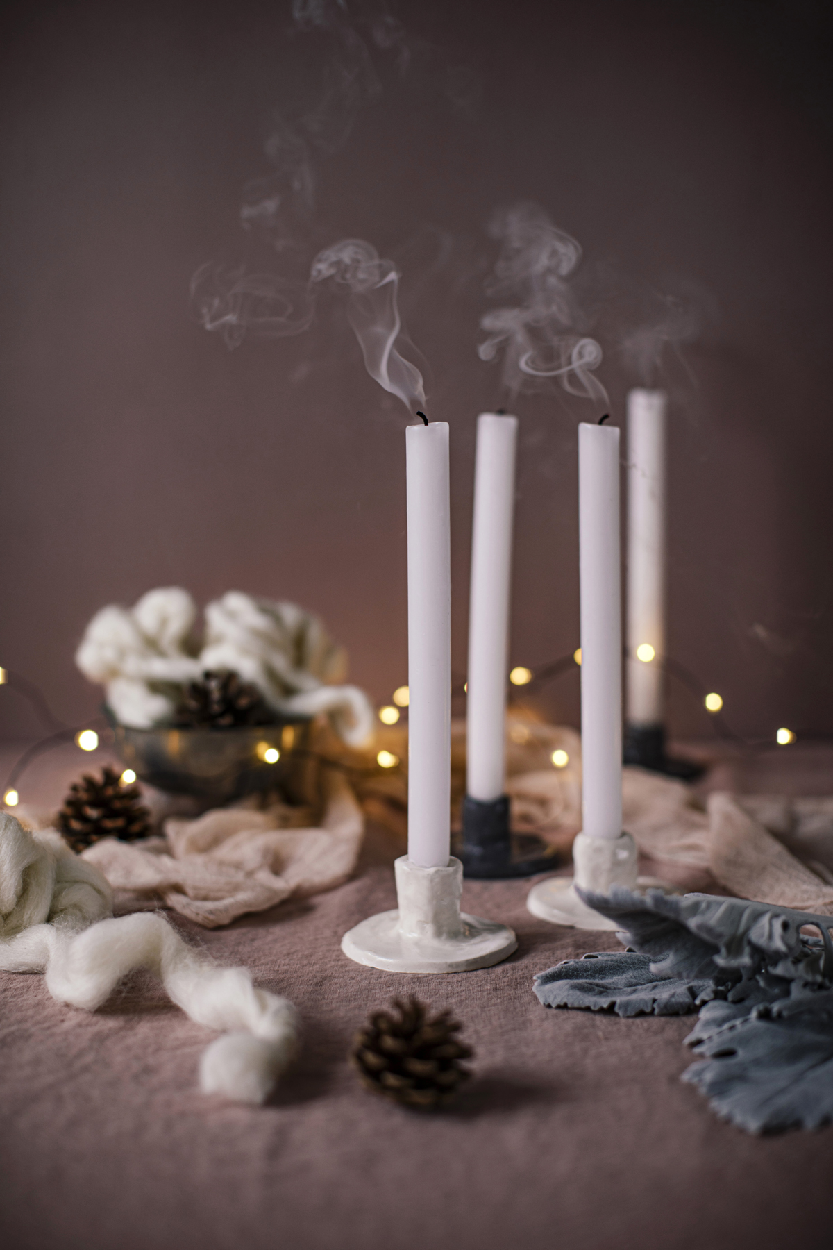 kit de poterie pour fabriquer des bougies pour deux avec de l'argile  séchant à l'air